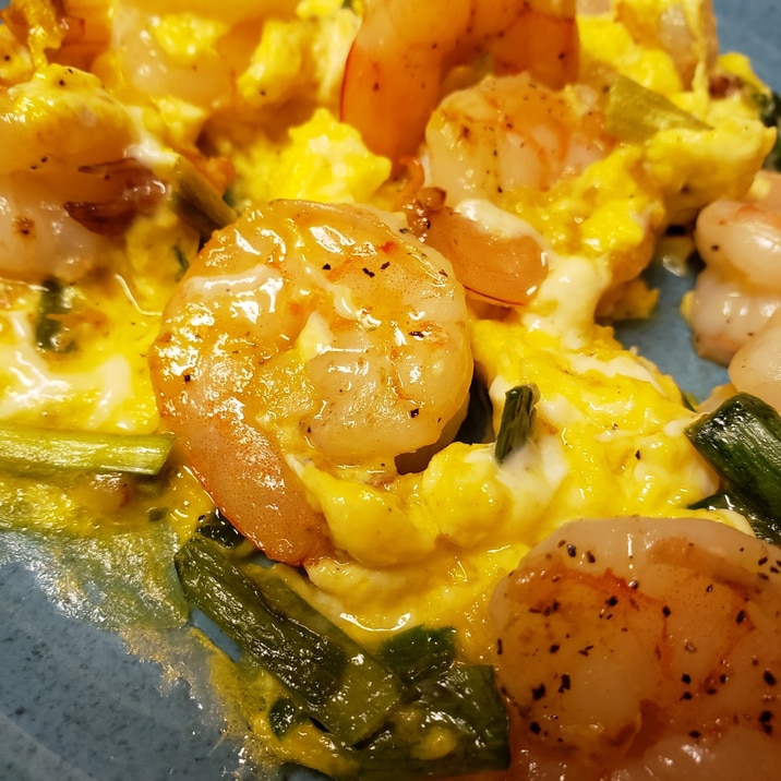 糖質オフ エビと卵とニラのガーリック炒め レシピ 作り方 By Azp 楽天レシピ